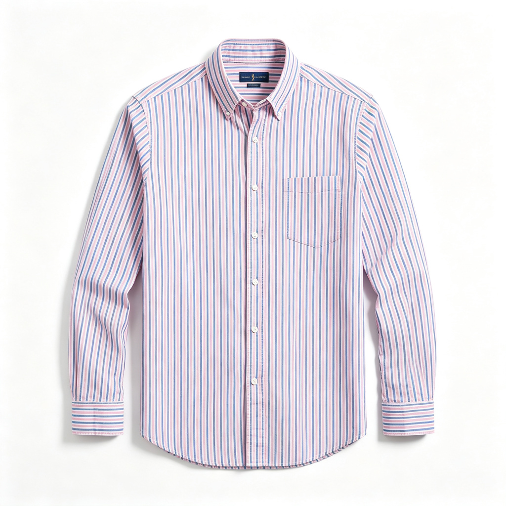 Pink Blue White Stripe Long Sleeve Shirt – Bild 2