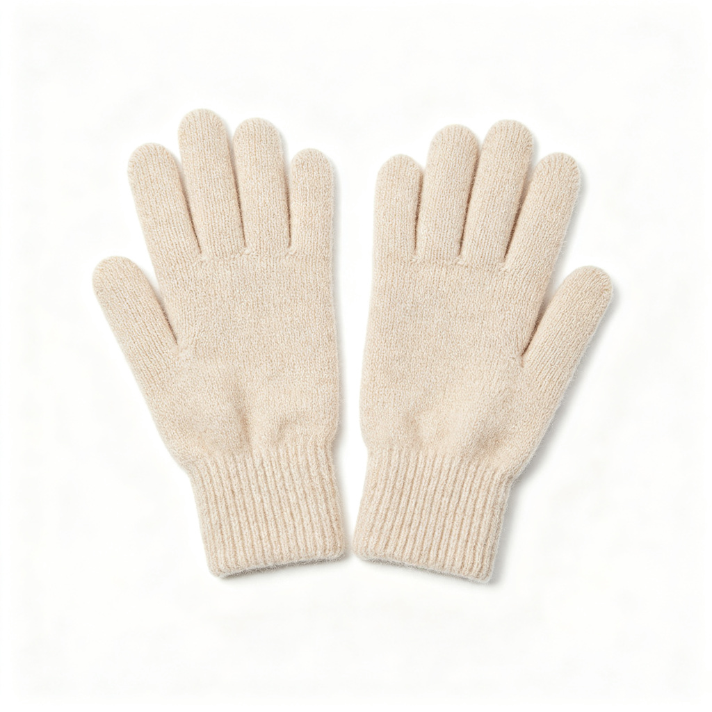 Beige Wool Knit Gloves – Bild 2