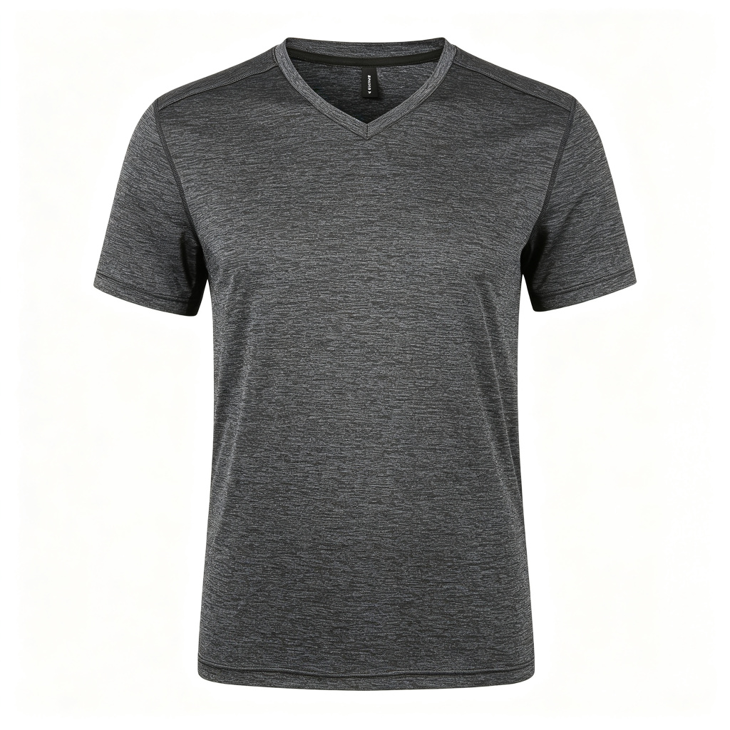 Dark Grey V-Neck Short Sleeve Athletic T-Shirt – Bild 2