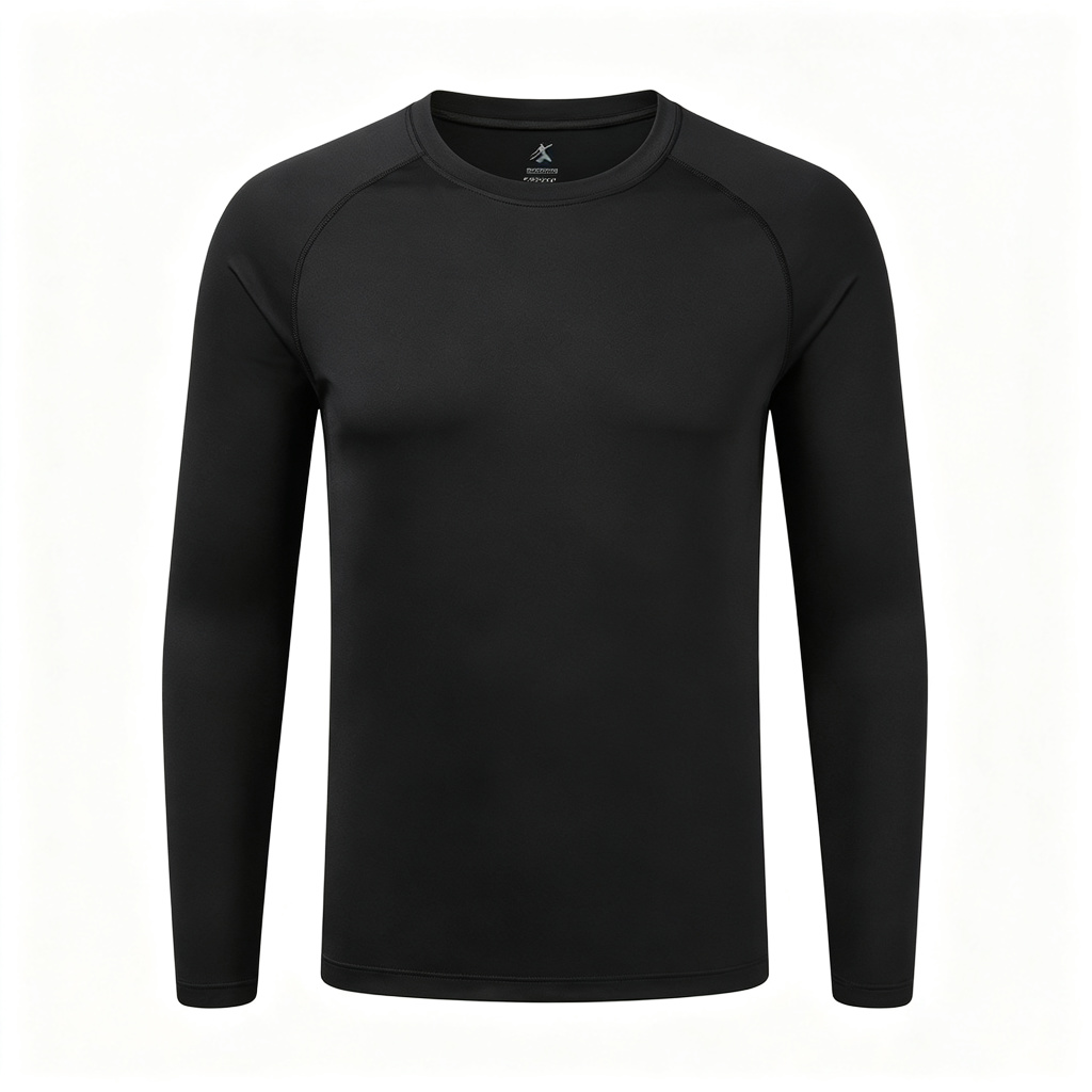 Black Long Sleeve Crew Neck Athletic T-Shirt – Bild 2