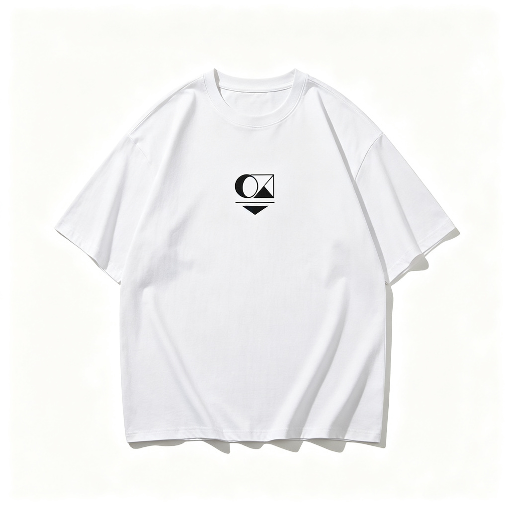 White Abstract Geometric Print Short Sleeve T-Shirt – Bild 2