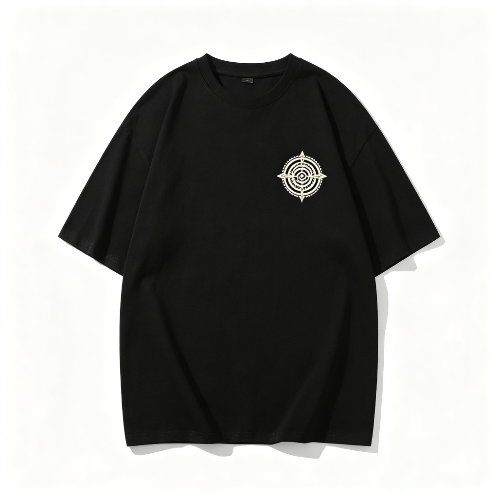 Black Vintage Badge Print Short Sleeve T-Shirt – Bild 2
