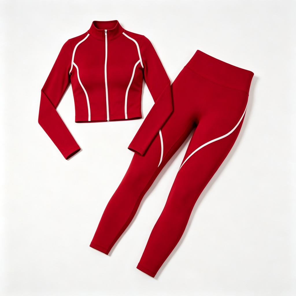 Red White Stripe Slim Tracksuit Set – Bild 2