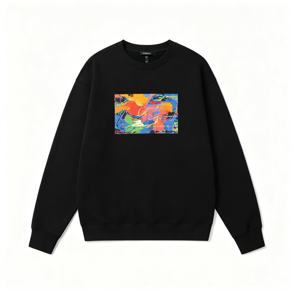 Black Colorful Abstract Art Print Crewneck Sweatshirt – Bild 2