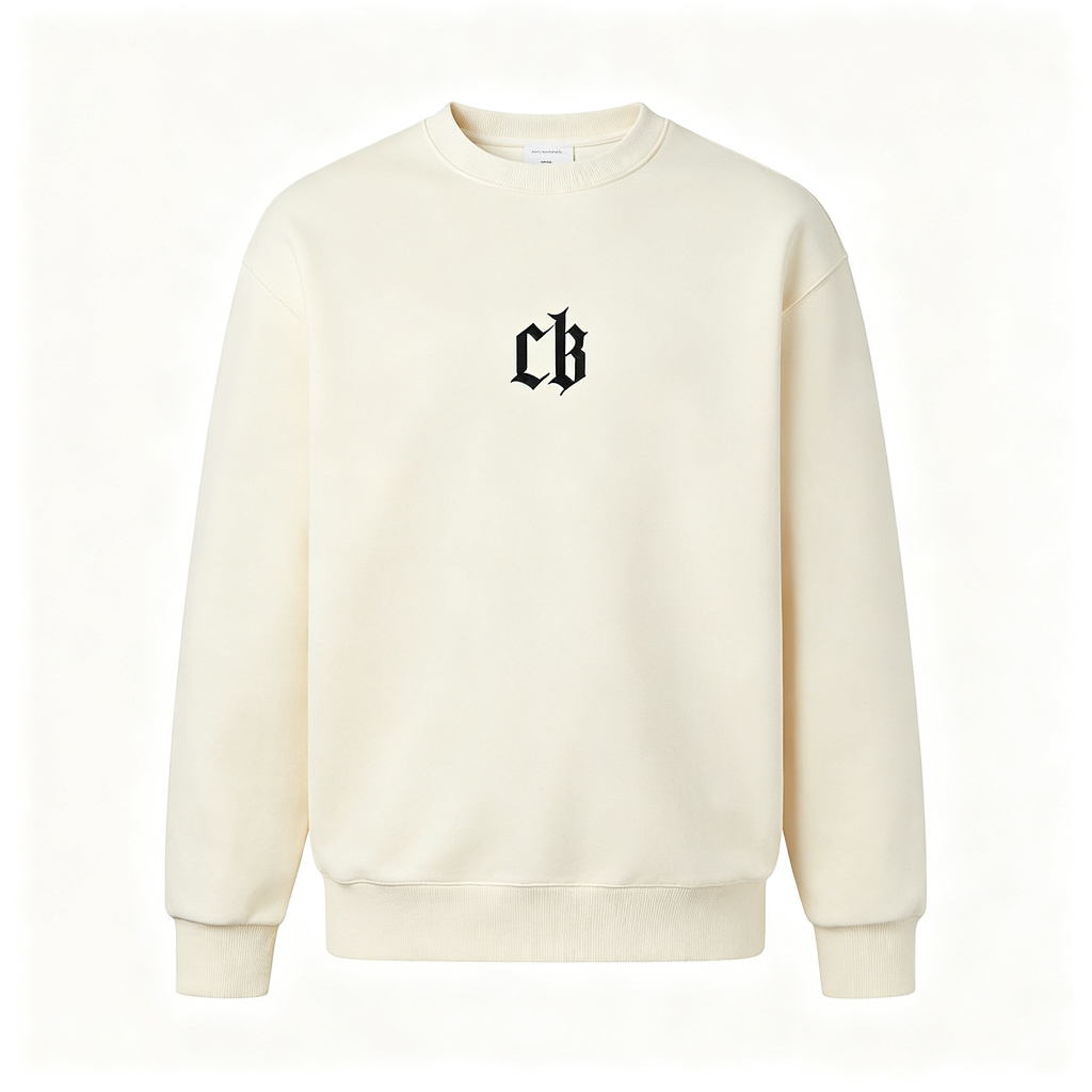 Cream White Letter Print Crewneck Sweatshirt – Bild 2
