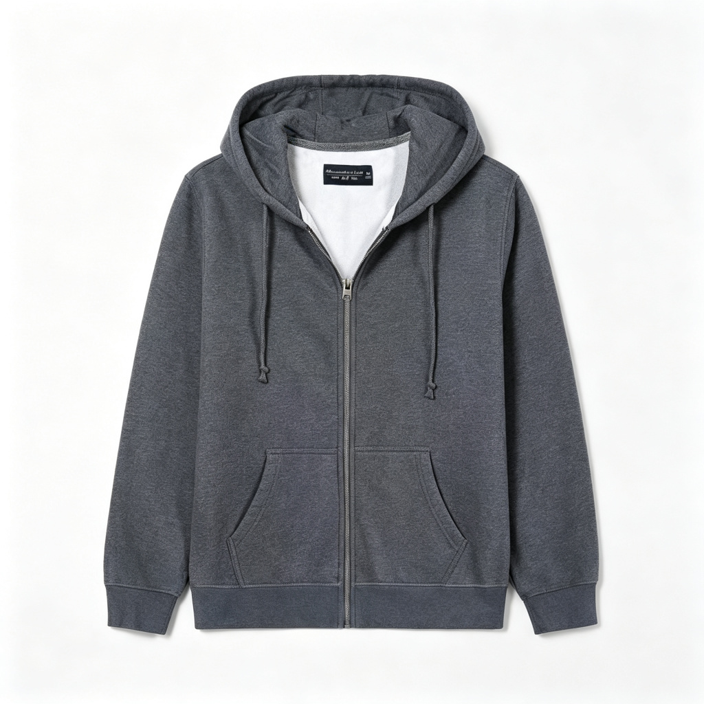Dark Heather Gray Zip Up Hooded Sweatshirt – Bild 2