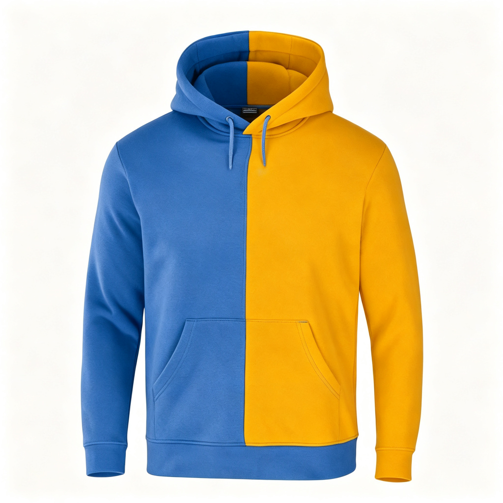 Blue Yellow Color Block Hooded Sweatshirt – Bild 2
