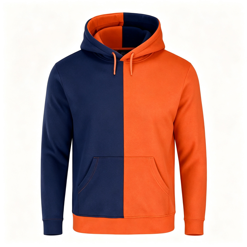 Navy Orange Color Block Hooded Sweatshirt – Bild 2