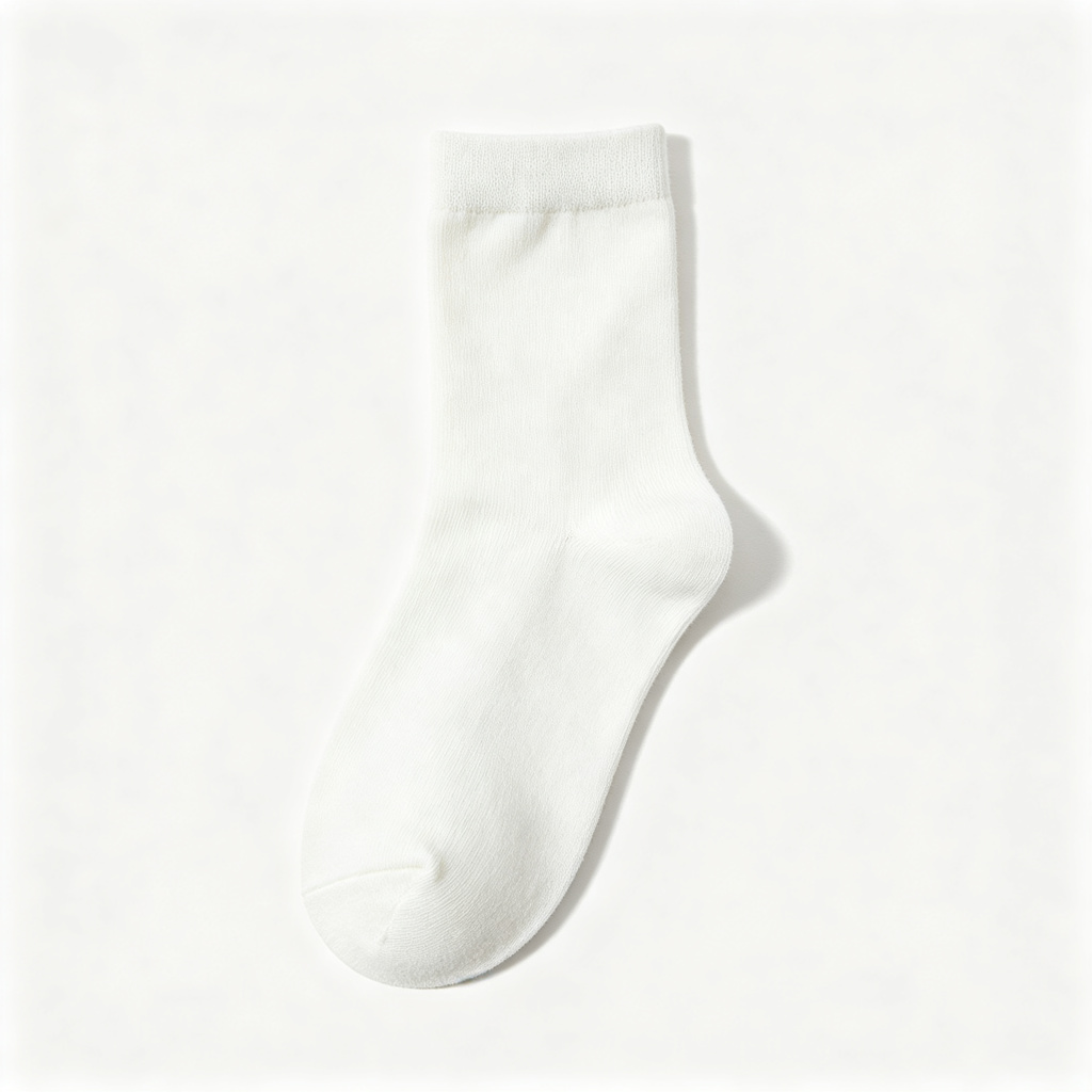 White Cotton Crew Length Socks – Bild 2