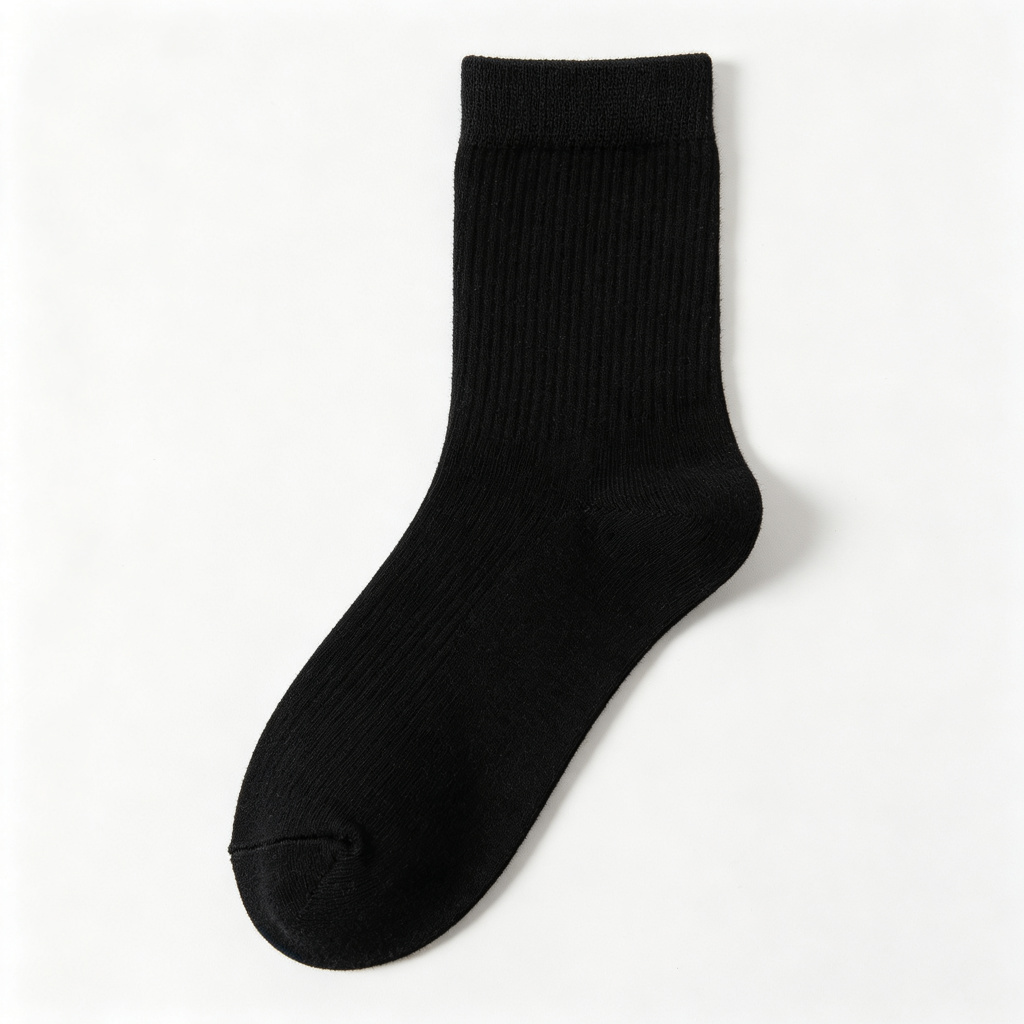 Black Cotton Crew Length Socks – Bild 2