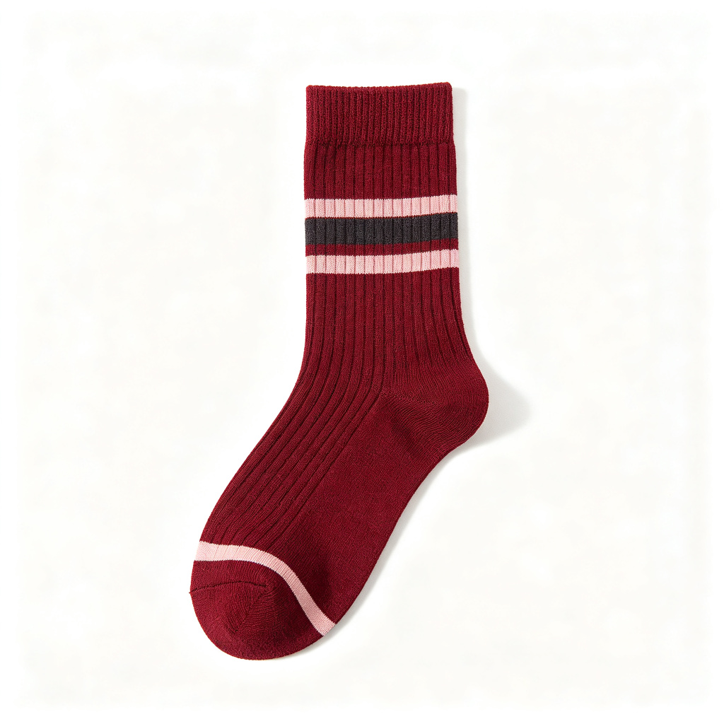 Burgundy Stripe Crew Socks – Bild 2
