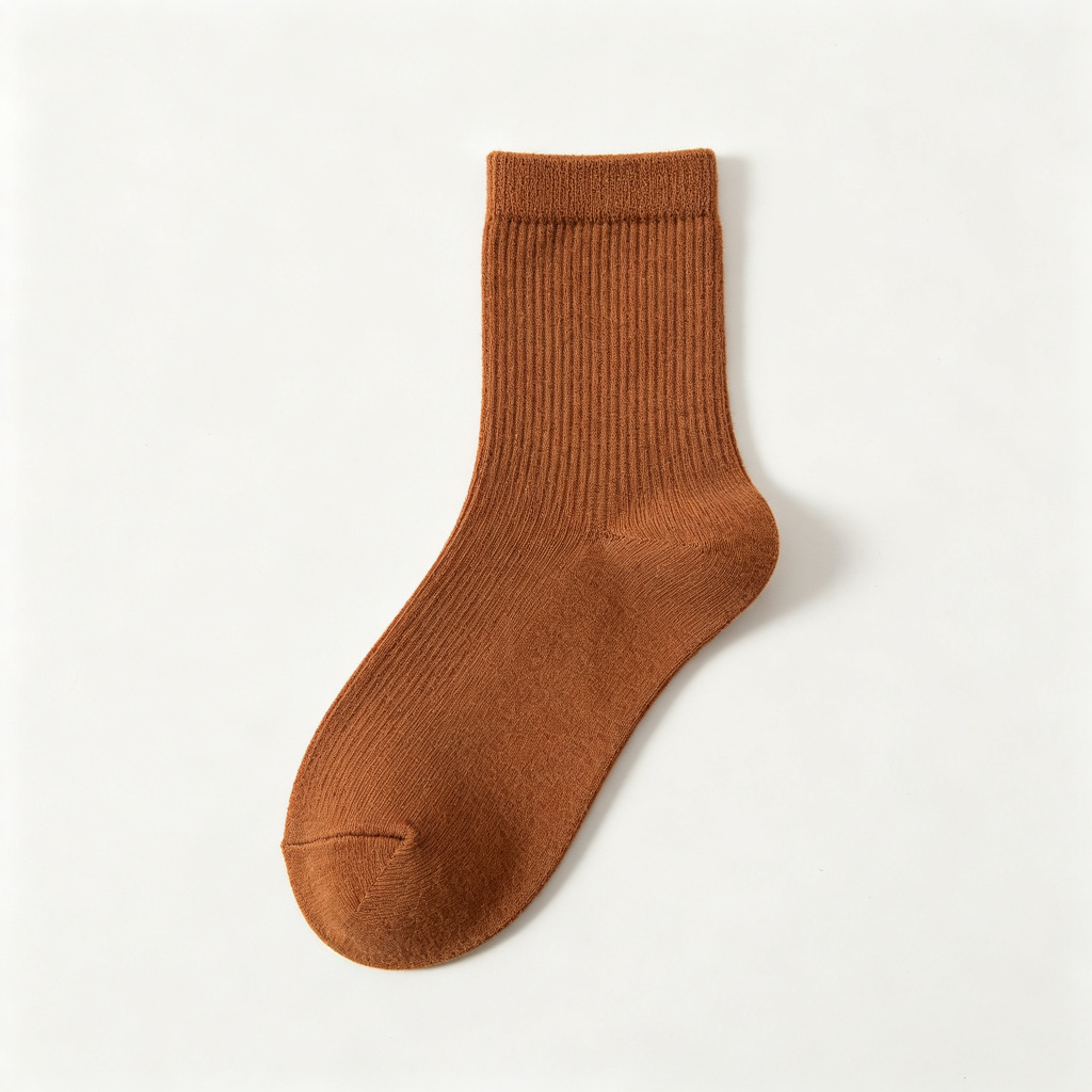 Brown Cotton Crew Length Socks – Bild 2
