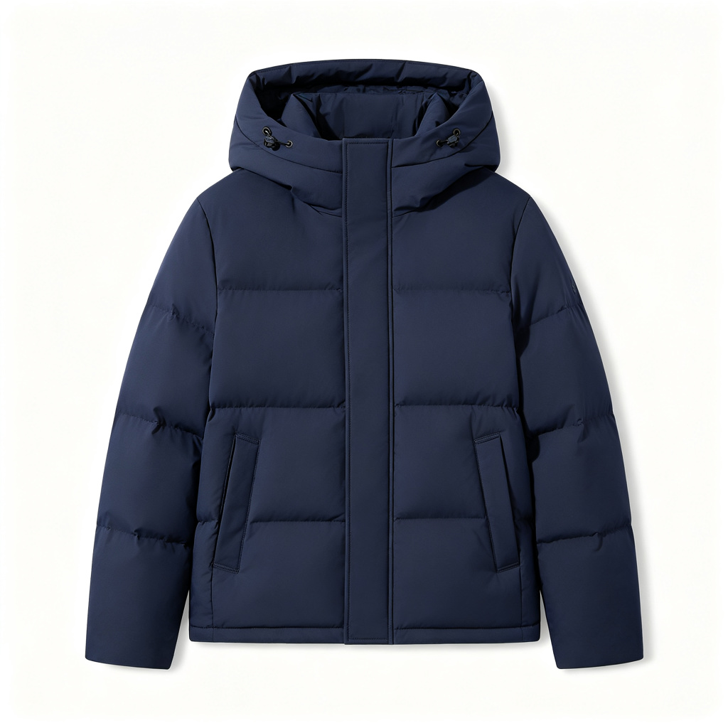 Navy Blue Hooded Down Jacket – Bild 2
