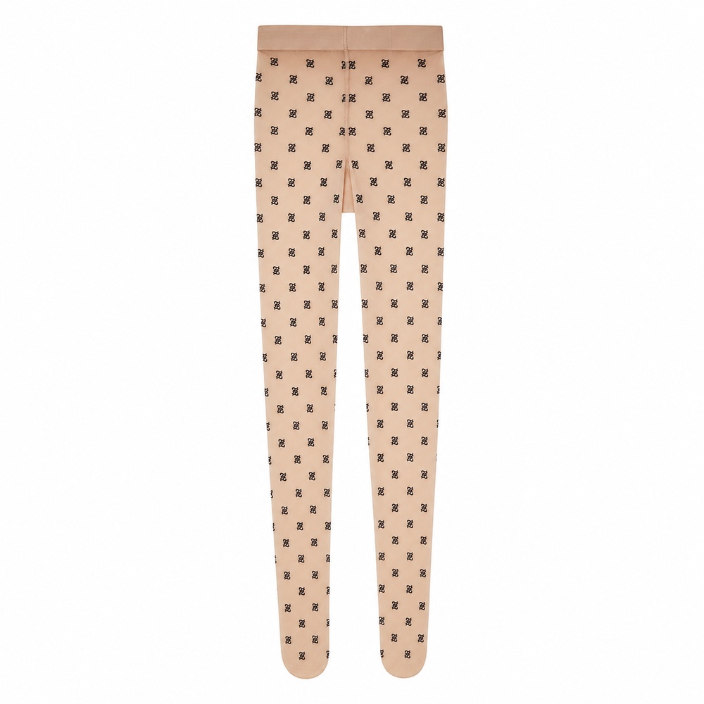 Nude Sheer Black Monogram Tights – Bild 2