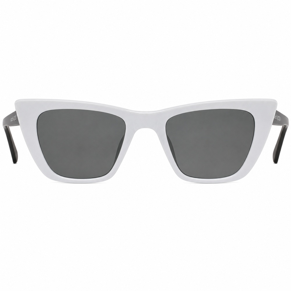 Light Gray White Thick Square Cat Eye Sunglasses – Bild 2