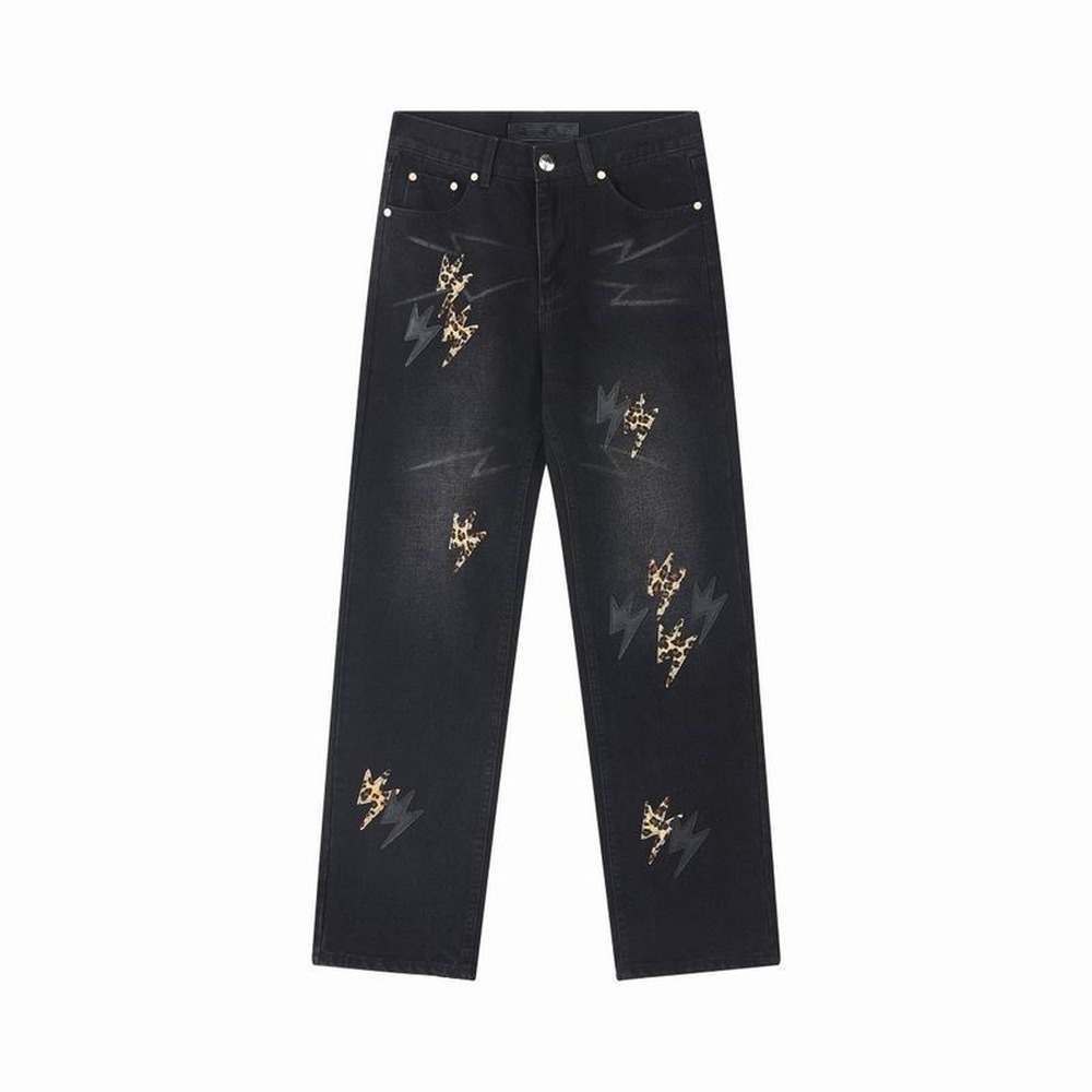 Black Washed Leopard Lightning Straight Leg Jeans – Bild 2