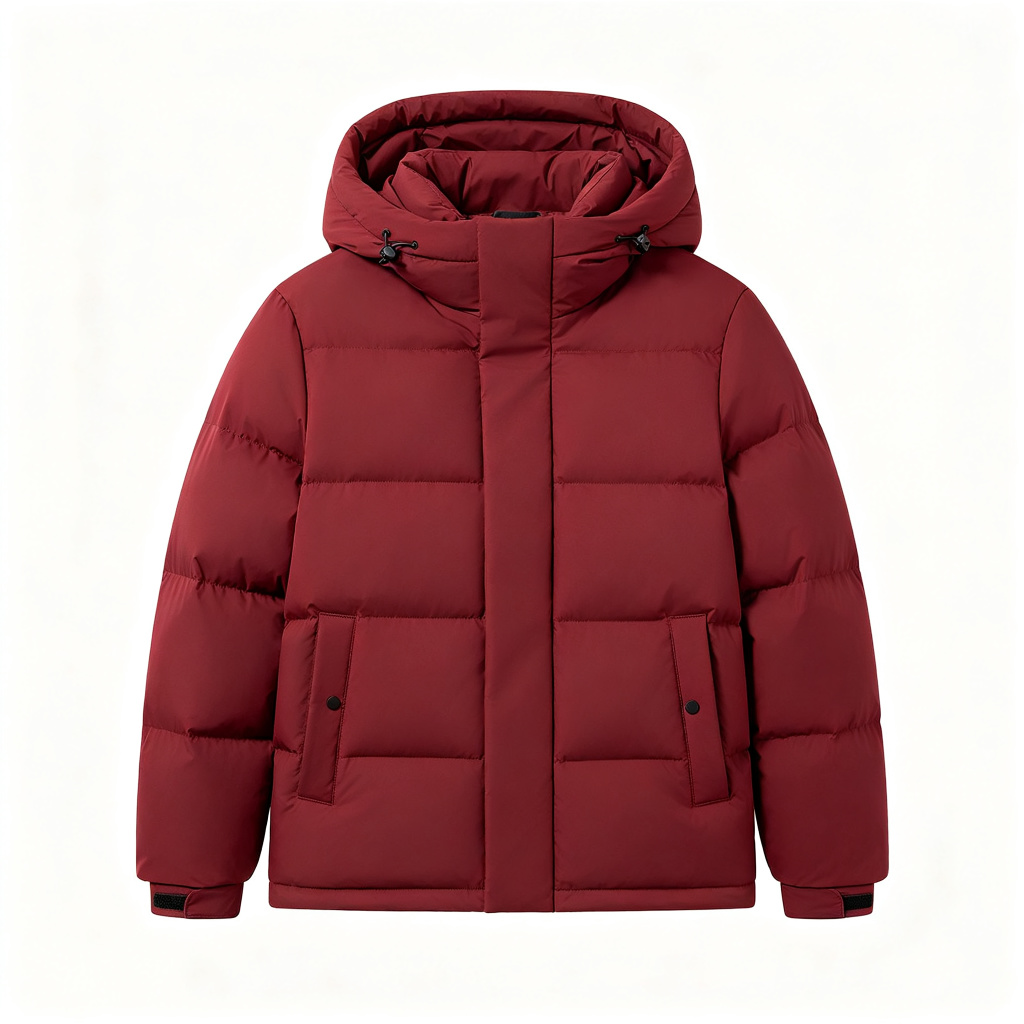 Burgundy Hooded Down Jacket – Bild 2