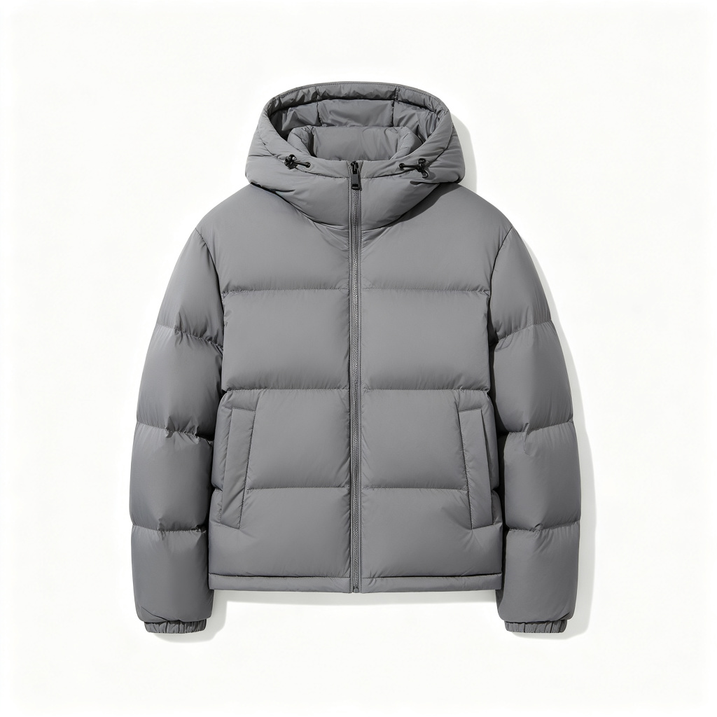 Gray Hooded Down Jacket – Bild 2
