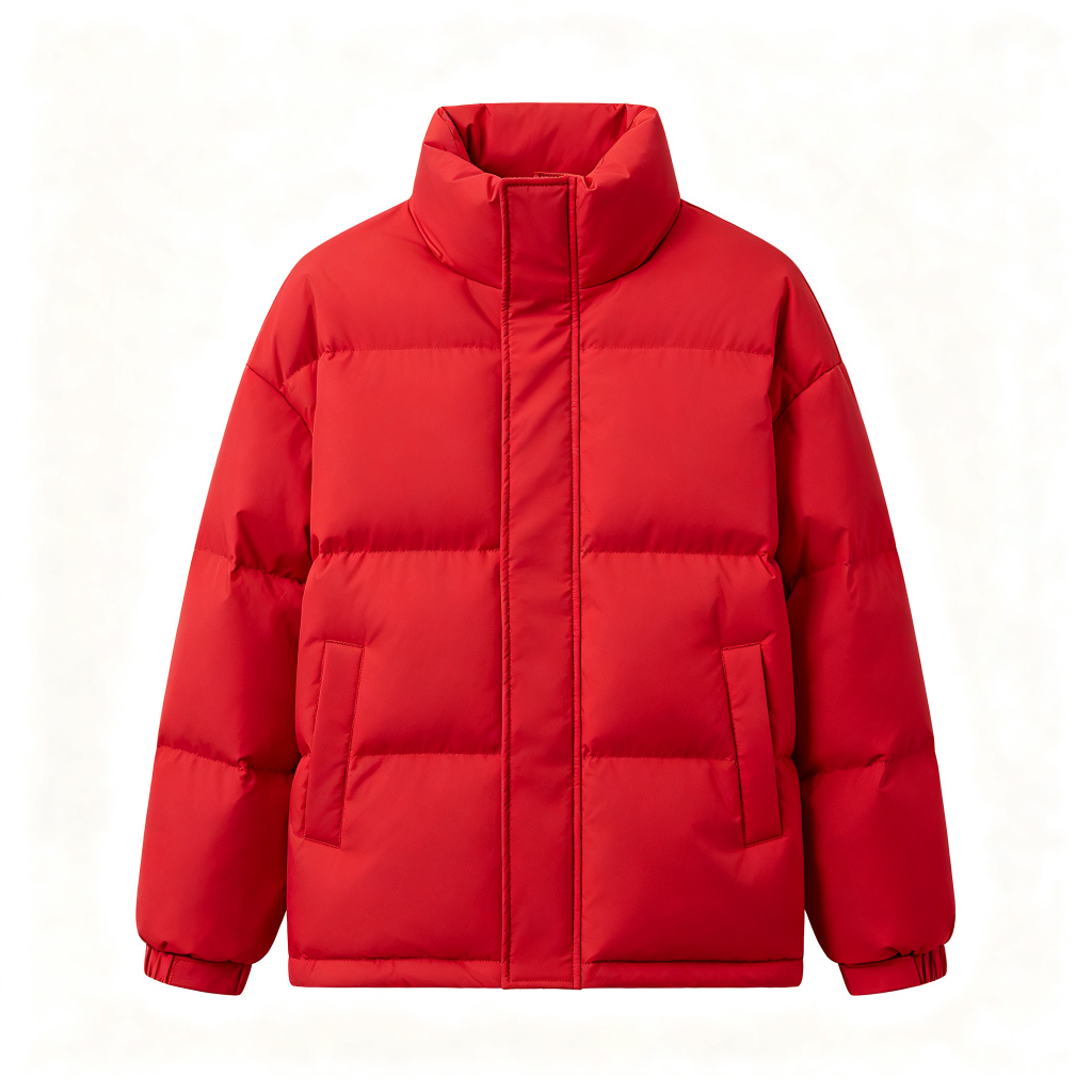 Red Stand Collar Down Jacket – Bild 2