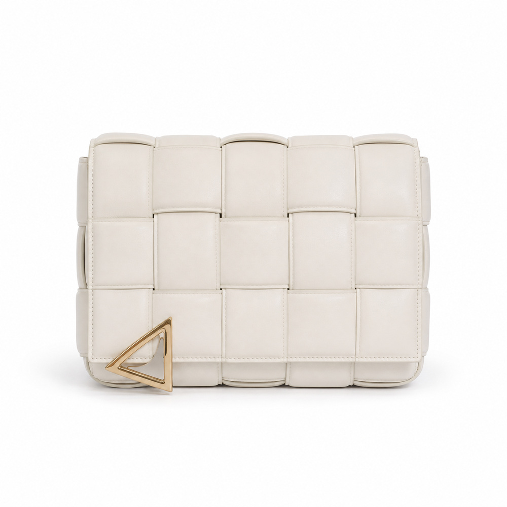 Ivory Padded Woven Flap Shoulder Bag – Bild 2