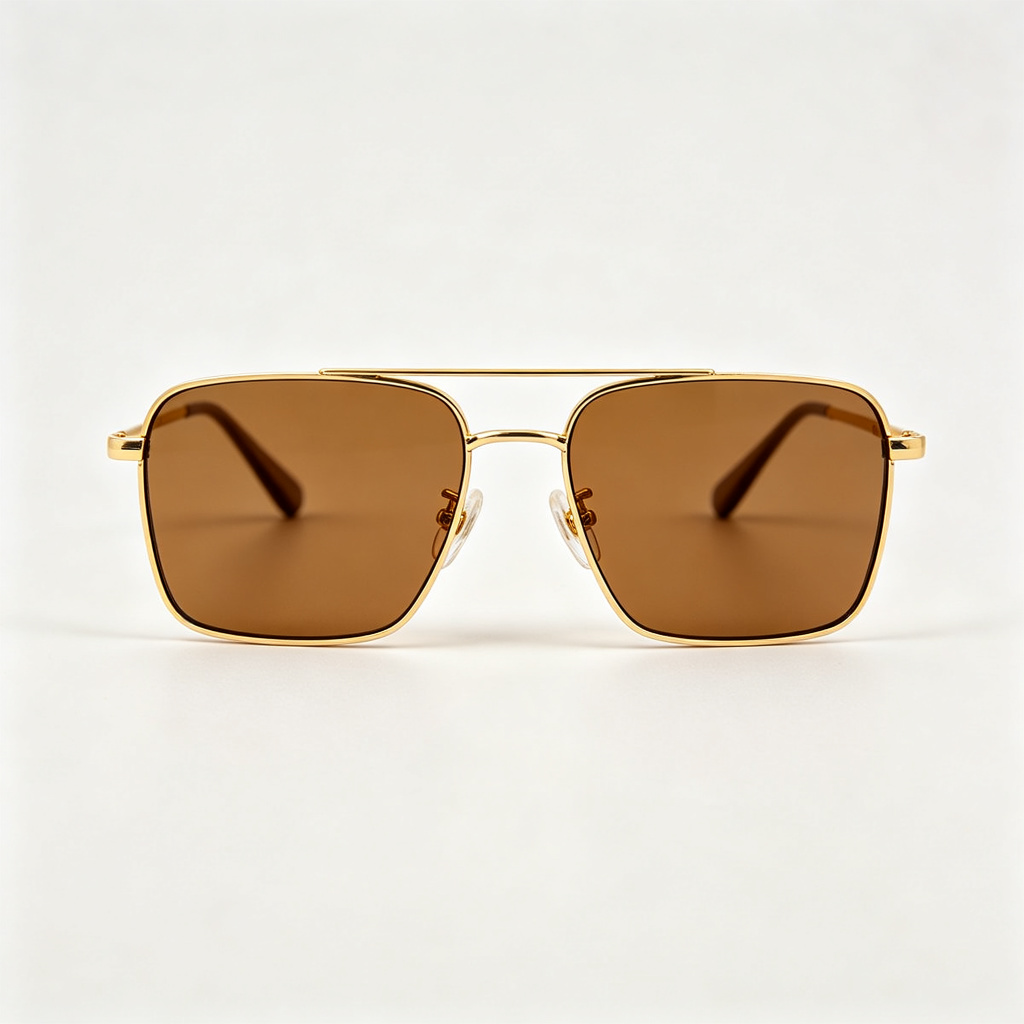 Gold Metal Square Aviator Sunglasses – Bild 2