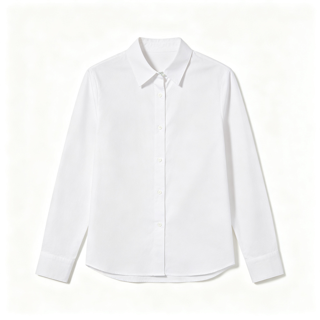 White Long Sleeve Button-Down Shirt – Bild 2