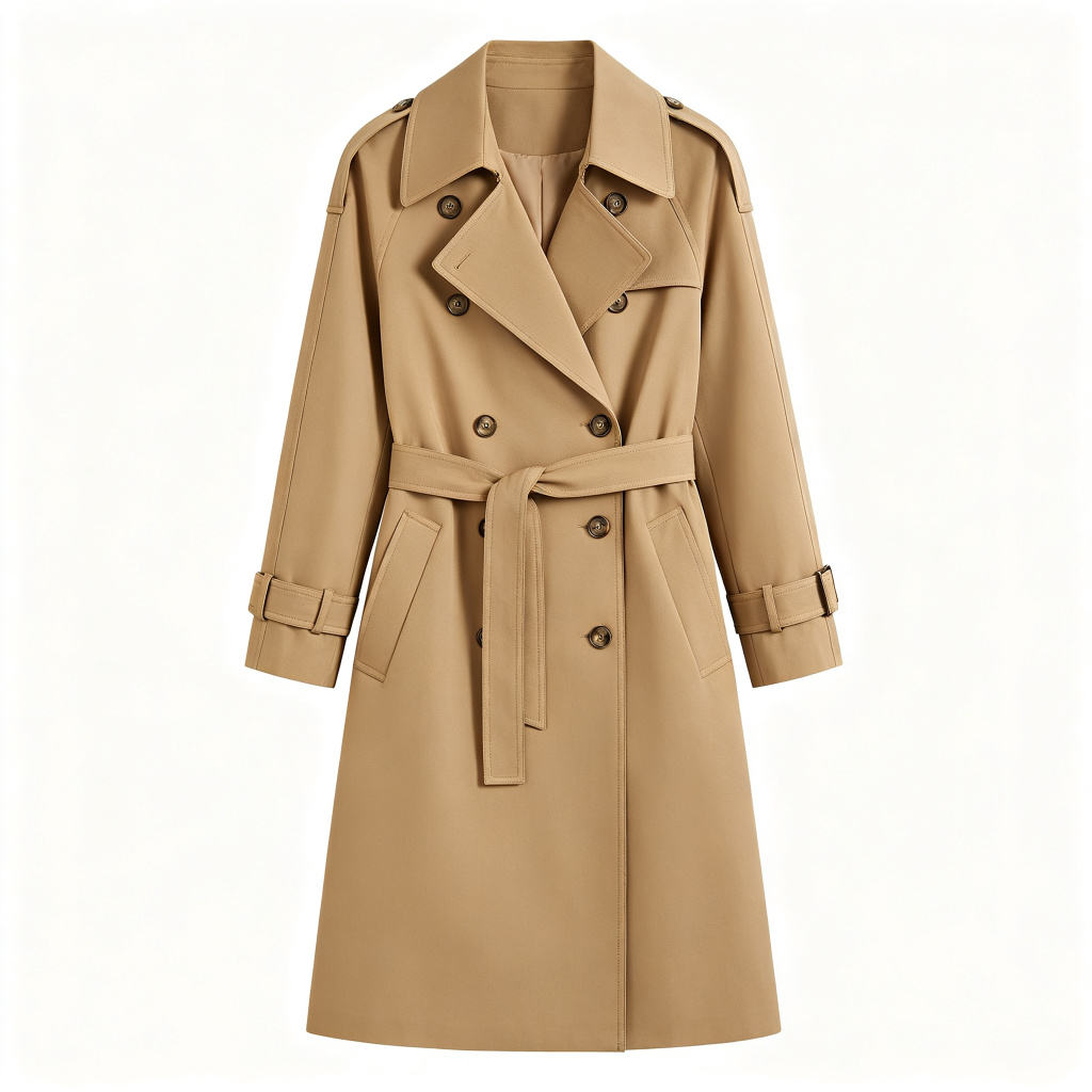 Khaki Mid-Length Trench Coat – Bild 2