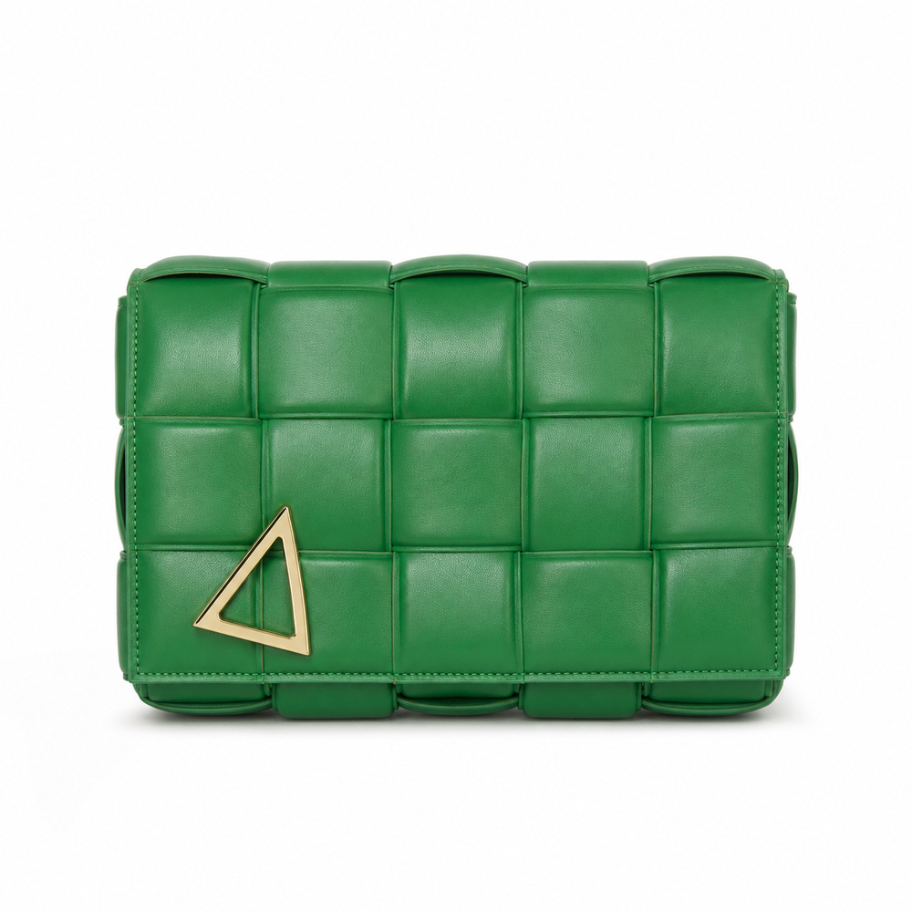 Green Padded Woven Flap Shoulder Bag – Bild 2