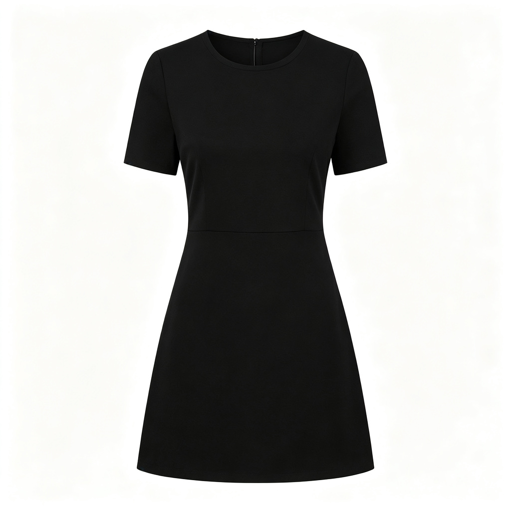 Black Fitted A-Line Dress – Bild 2