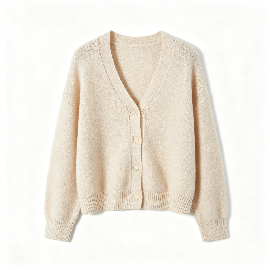 Beige Knit Cardigan Sweater – Bild 2