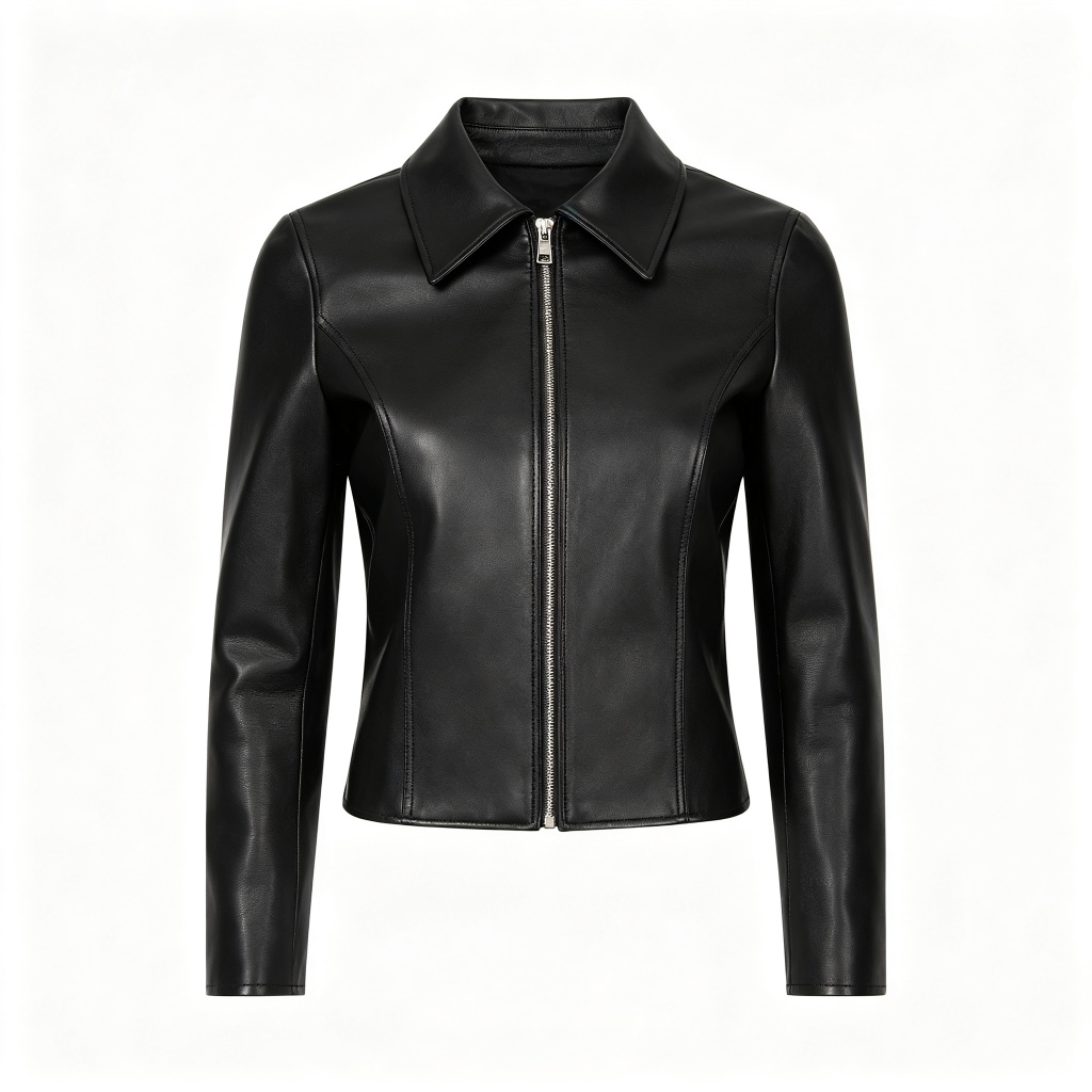 Black Leather Biker Jacket – Bild 2