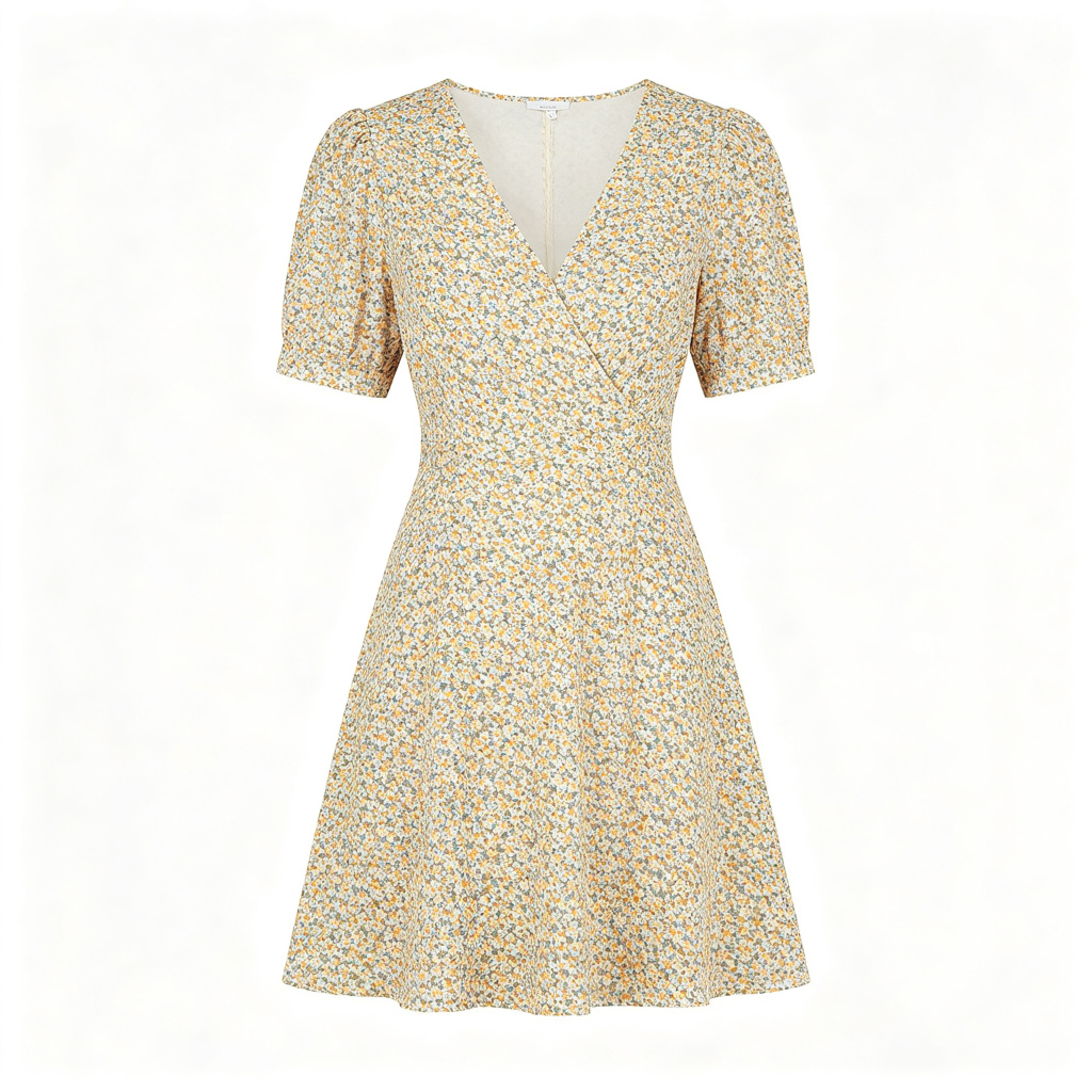 Floral Print V-Neck Mini Dress – Bild 2