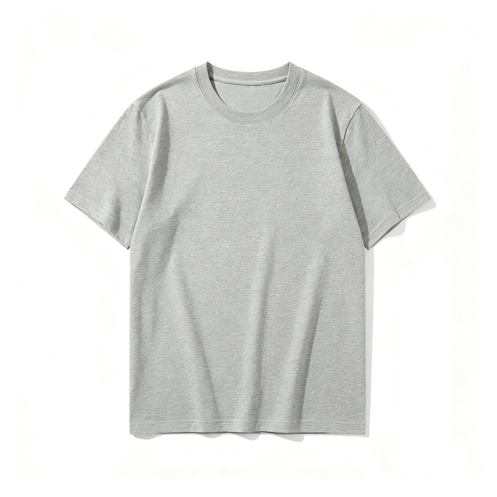 Gray Cotton Crew Neck Short Sleeve T-Shirt – Bild 2
