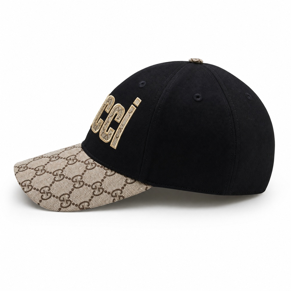 Black Beige Logo Embroidered Cap – Bild 2