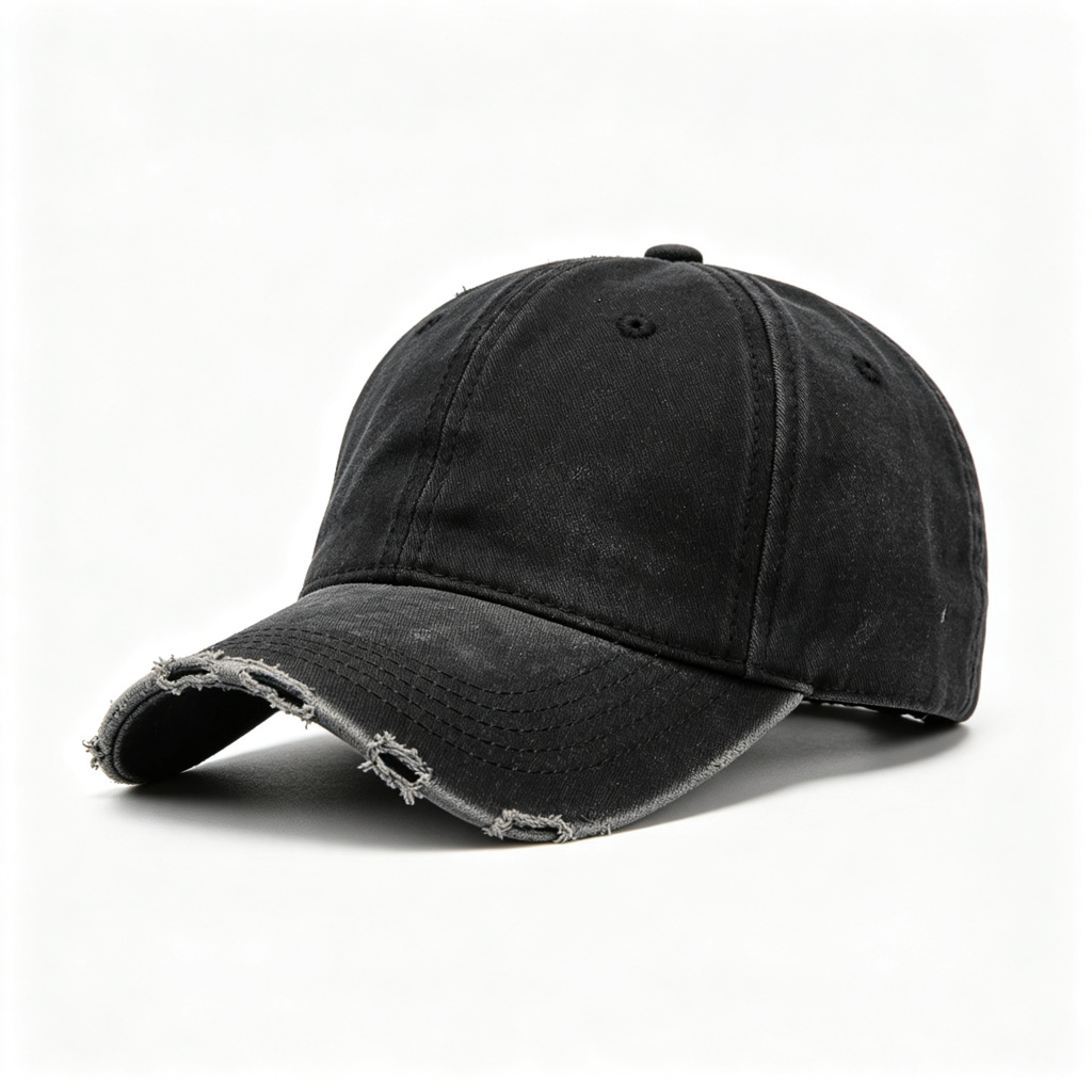 Black Distressed Gothic Letter Baseball Cap – Bild 2