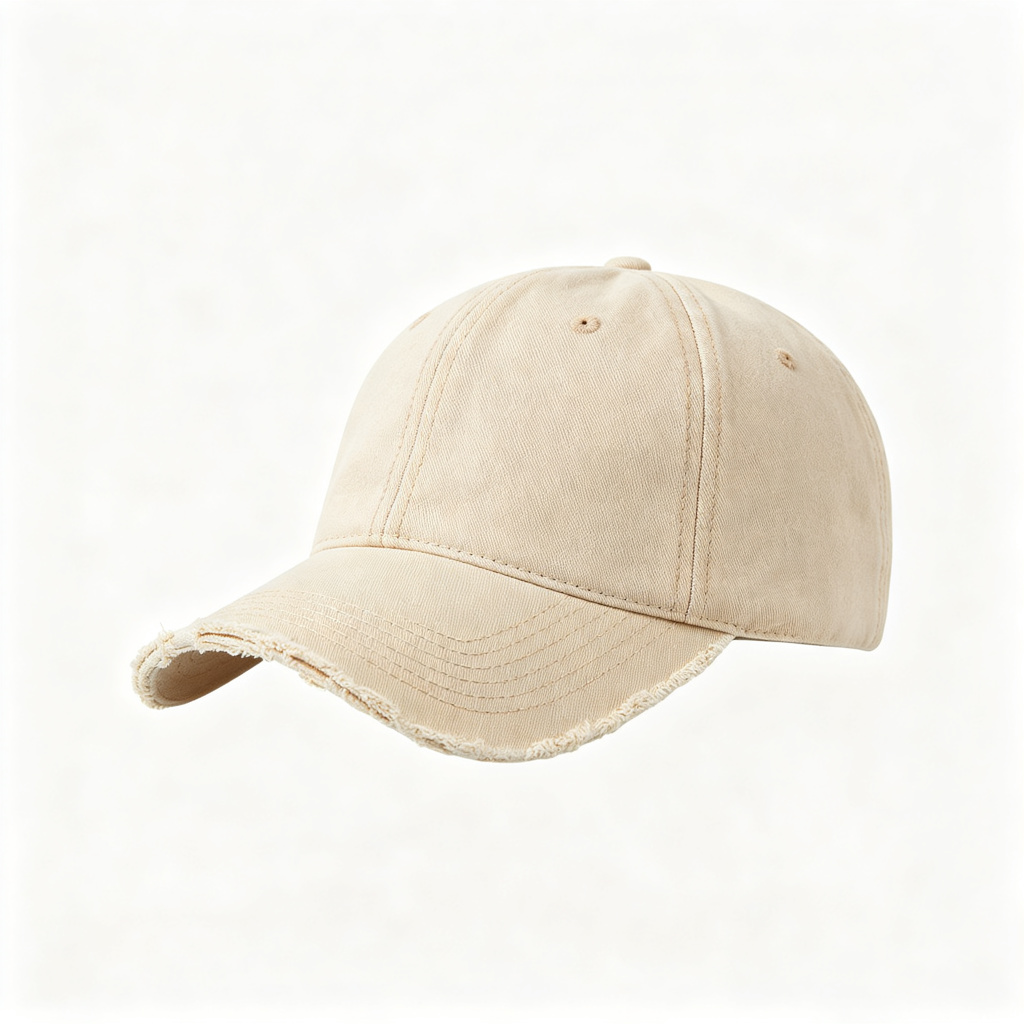 Beige Washed Distressed Baseball Cap – Bild 2