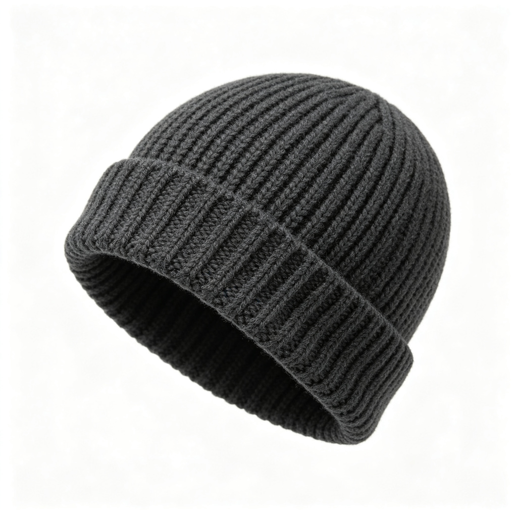 Dark Grey Chunky Ribbed Knit Beanie – Bild 2