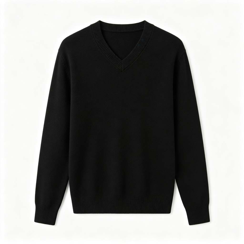Black V Neck Knit Sweater – Bild 3