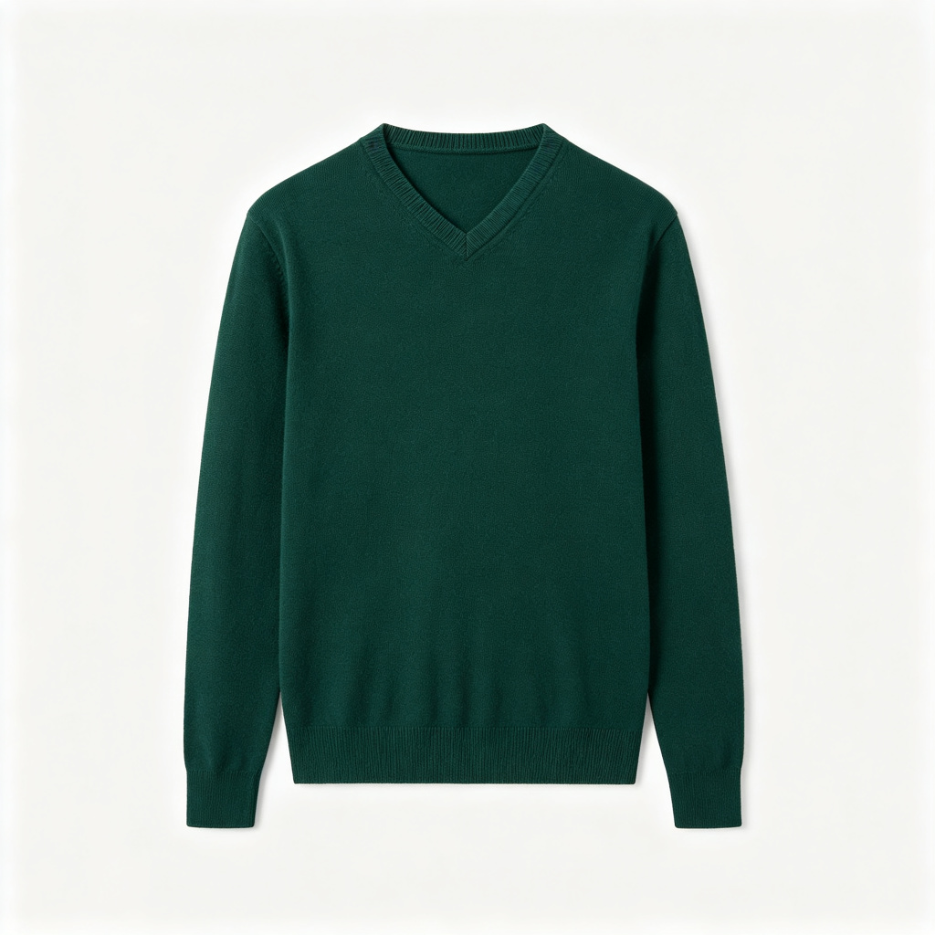Dark Green V Neck Knit Sweater – Bild 3