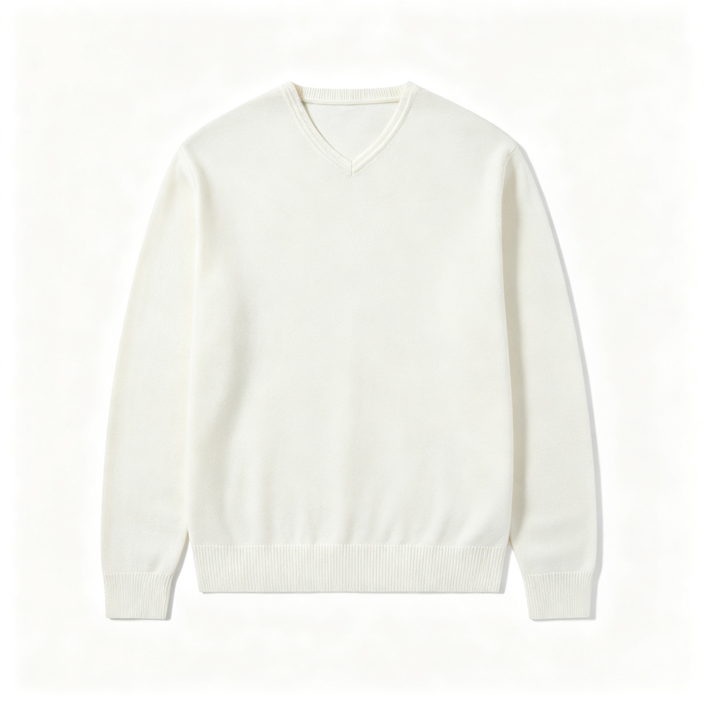 White V Neck Knit Sweater – Bild 3
