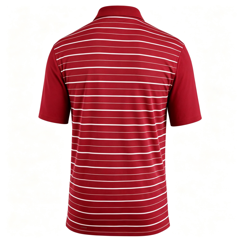 Burgundy White Stripe Polo Collar Polo Shirt – Bild 3