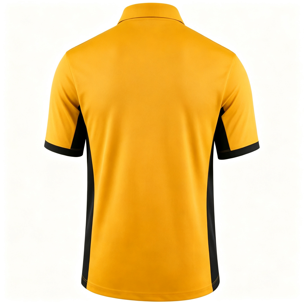 Golden Yellow Black Color Block Polo Collar Polo Shirt – Bild 3