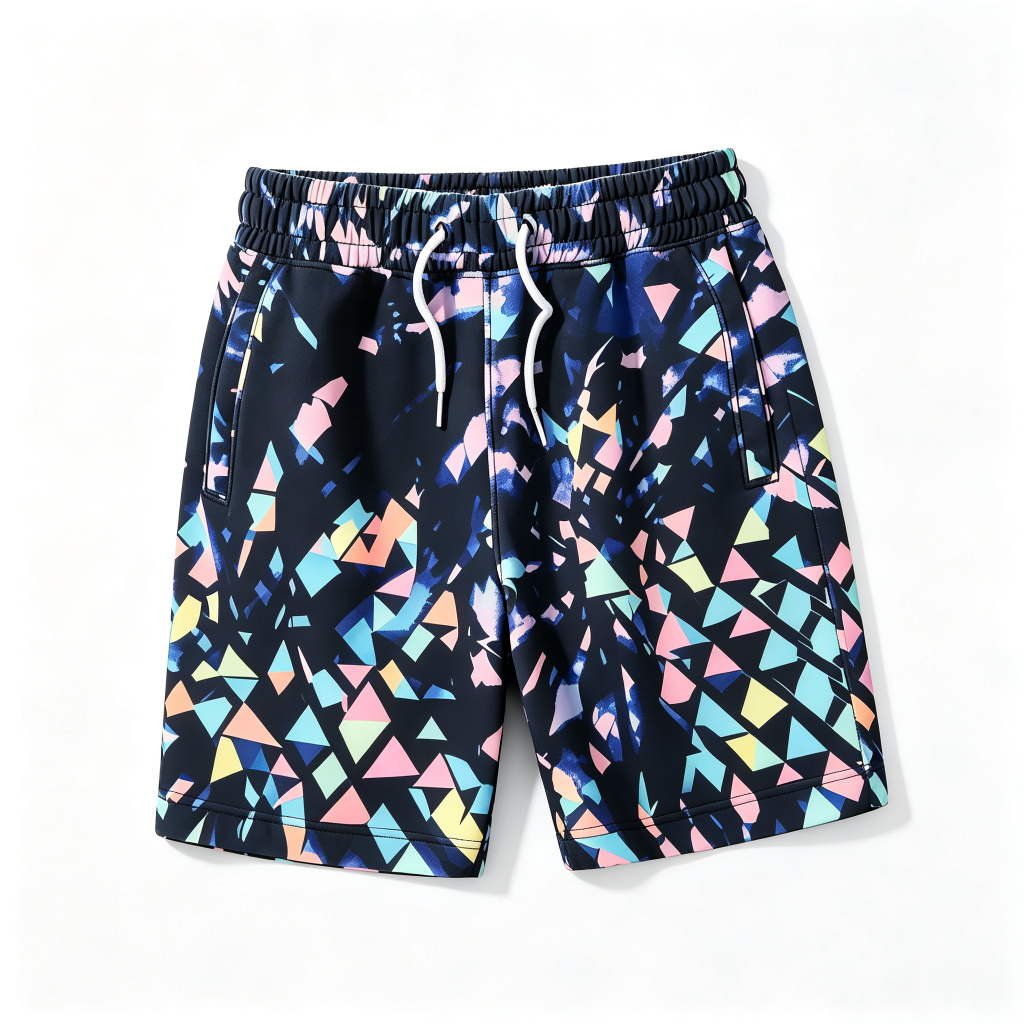Black Geometric Print Beach Shorts – Bild 3