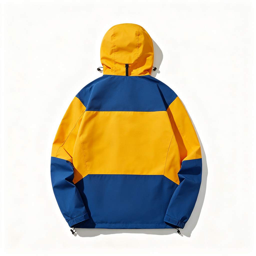Yellow Blue Colorblock Hooded Outdoor Jacket – Bild 3