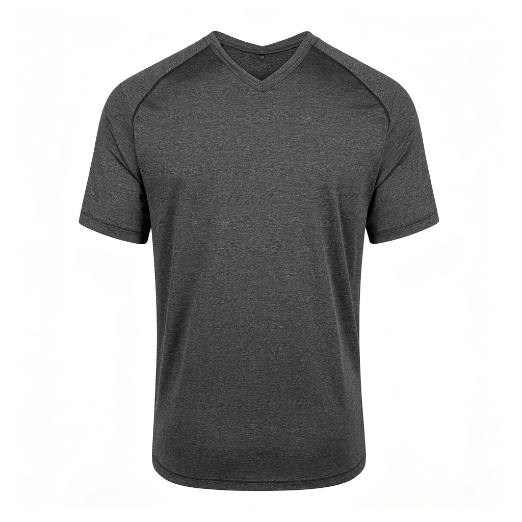 Dark Grey V-Neck Short Sleeve Athletic T-Shirt – Bild 3