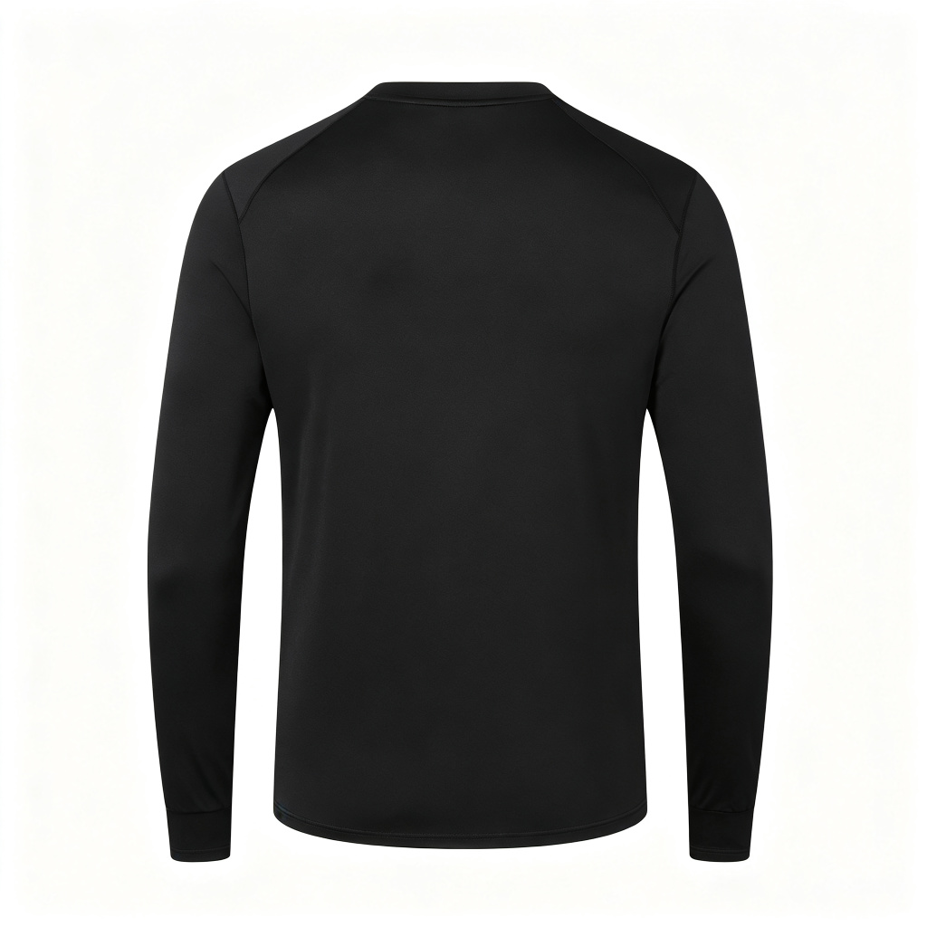 Black Long Sleeve Crew Neck Athletic T-Shirt – Bild 3