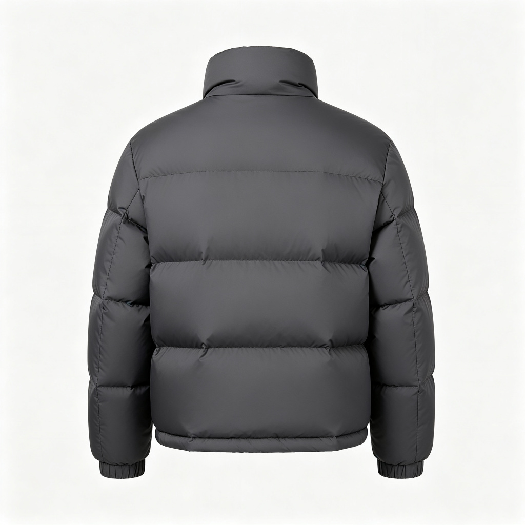 Dark Gray Stand Collar Short Down Jacket – Bild 3
