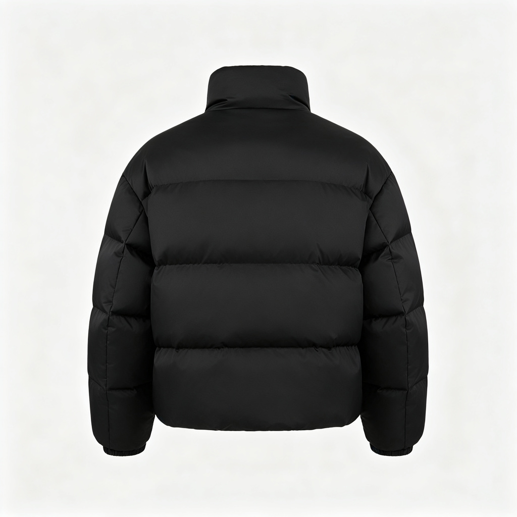 Black Stand Collar Cropped Down Jacket – Bild 3