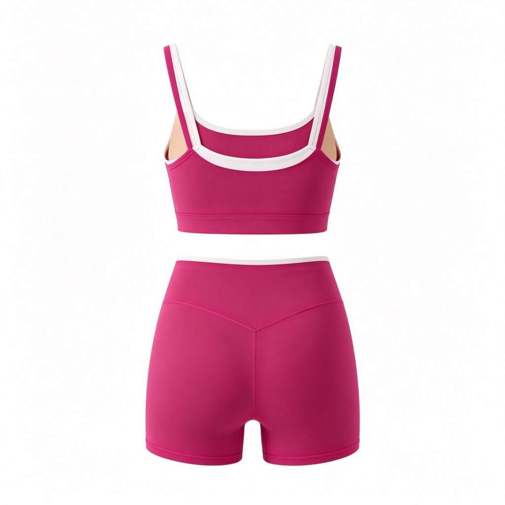 Rose Red Camisole Shorts Tracksuit Set – Bild 3