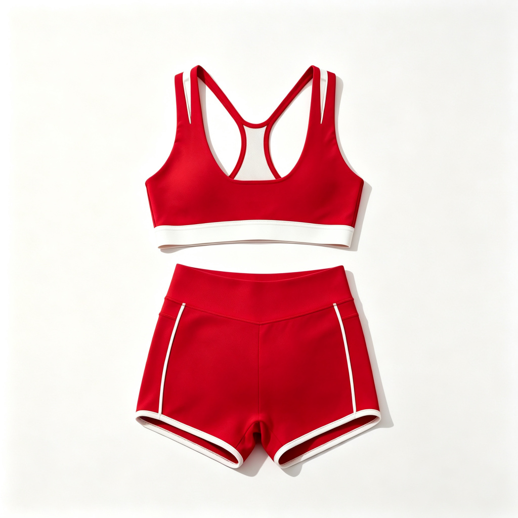 Red Racerback Shorts Tracksuit Set – Bild 3